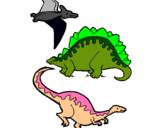 Dibujo Tres clases de dinosaurios pintado por hgfgtygftyyh