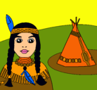 Dibujo India y tepee pintado por yiniva