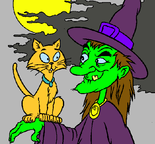 Dibujo Bruja y gato pintado por Zowiiin