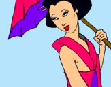 Dibujo Geisha con paraguas pintado por 666666666666