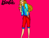 Dibujo Barbie con look casual pintado por lujano