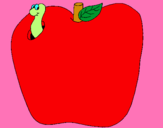 Dibujo Gusano en la fruta pintado por guachume