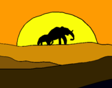 Dibujo Elefante en el amanecer pintado por dieguiog
