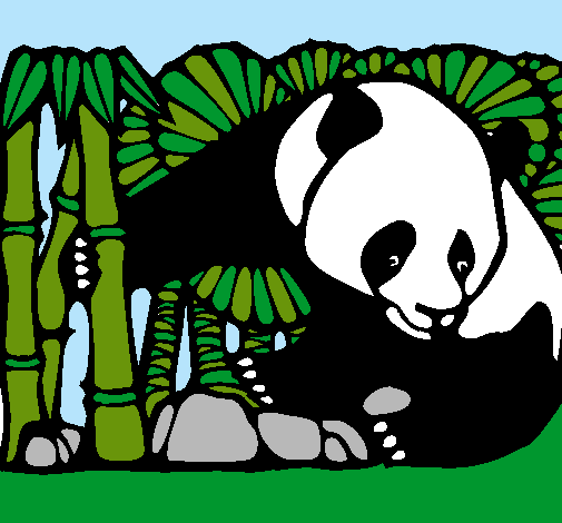 Oso panda y bambú