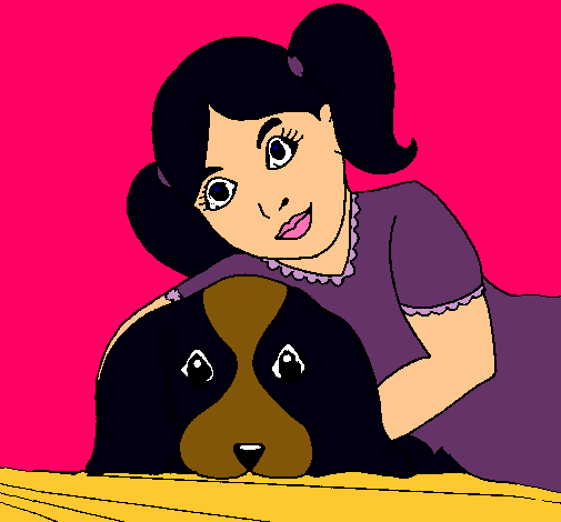 Dibujo Niña abrazando a su perro pintado por yiniva