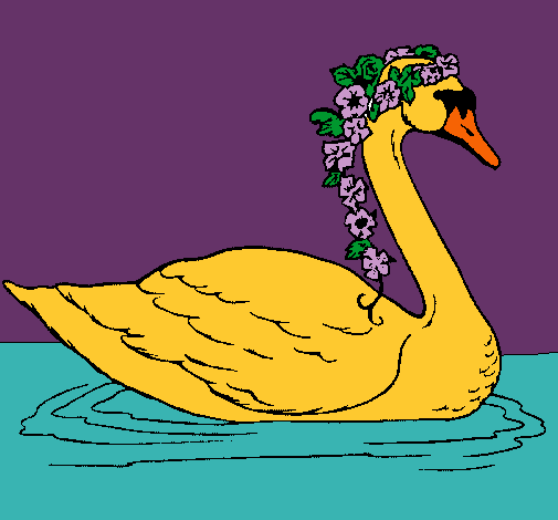 Cisne con flores