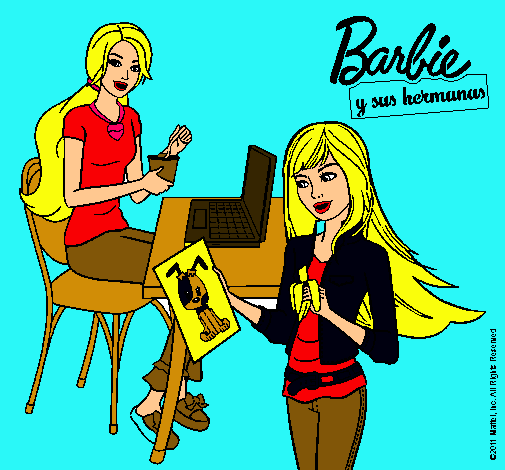 Barbie y su hermana merendando