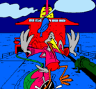 Dibujo Cigüeña en un barco pintado por Eva14 