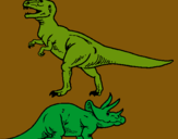 Dibujo Triceratops y tiranosaurios rex pintado por JEFF2