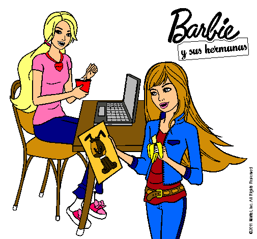 Barbie y su hermana merendando