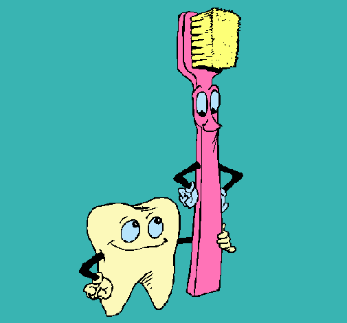 Dibujo Muela y cepillo de dientes pintado por Zowiiin