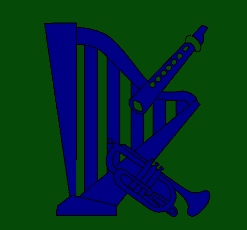 Dibujo Arpa, flauta y trompeta pintado por Manuellr