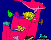 Dibujo Barbie nadando con sirenas pintado por cantinflas