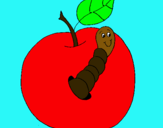 Dibujo Manzana con gusano pintado por AZZUXAAR