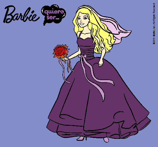 Dibujo Barbie vestida de novia pintado por anitnelav