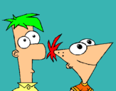 Dibujo Phineas y Ferb pintado por saico