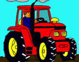 Dibujo Tractor en funcionamiento pintado por chelinito