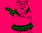 Dibujo Cerdo hawaiano pintado por sobu