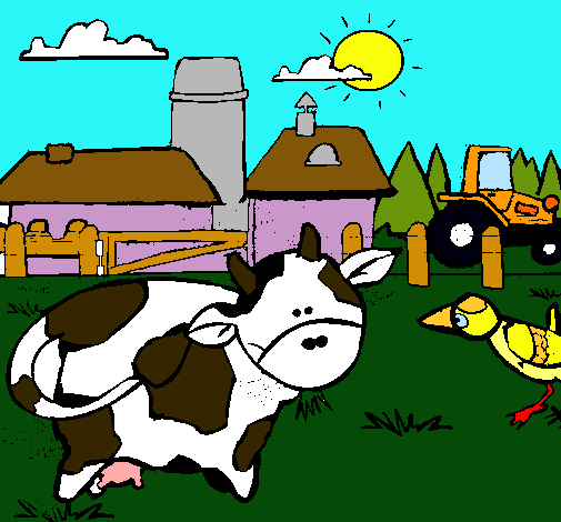 Vaca en la granja