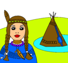 Dibujo India y tepee pintado por BLOK