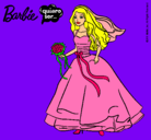 Dibujo Barbie vestida de novia pintado por humicakita