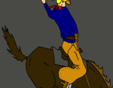 Dibujo Vaquero en caballo pintado por firulay