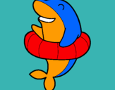 Dibujo Delfín con flotador pintado por NADIN