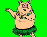 Dibujo Cerdo hawaiano pintado por klopf