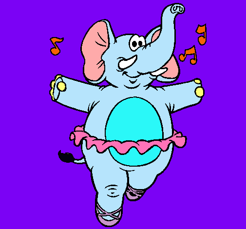 Dibujo Elefante con tutú pintado por YoooRocio