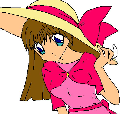 Dibujo Chica con sombrero pamela pintado por Laura2