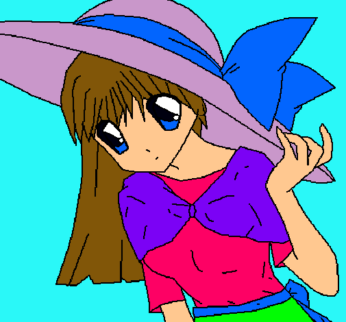 Dibujo Chica con sombrero pamela pintado por lucia_sica