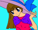Dibujo Chica con sombrero pamela pintado por lucia_sica