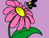 Dibujo Margarita con abeja pintado por kukulo