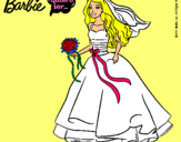 Dibujo Barbie vestida de novia pintado por yomilala