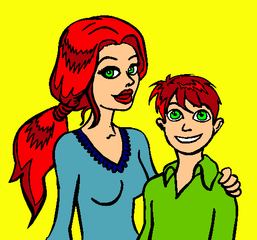 Dibujo Madre e hijo  pintado por Helga