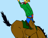 Dibujo Vaquero en caballo pintado por carrasco