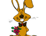 Dibujo Conejo con ramo de flores pintado por wwwww