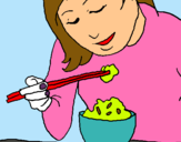 Dibujo Comiendo arroz pintado por yoyefami