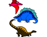 Dibujo Tres clases de dinosaurios pintado por hgbuuyhfgyht