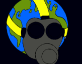 Dibujo Tierra con máscara de gas pintado por ramses