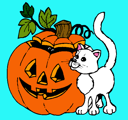 Calabaza y gato