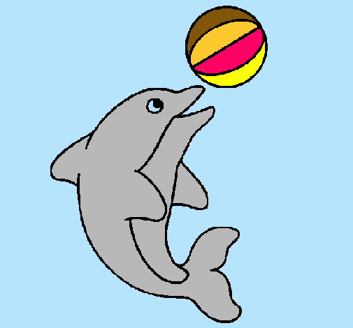 Dibujo Delfín jugando con una pelota pintado por swat