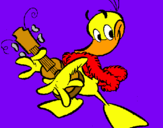 Dibujo Pato con guitarra pintado por celustetina