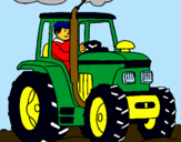 Dibujo Tractor en funcionamiento pintado por capu