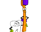 Dibujo Muela y cepillo de dientes pintado por CLAUGABR