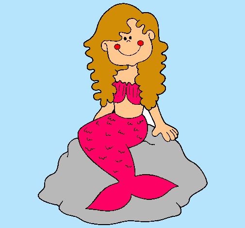 Dibujo Sirena sentada en una roca pintado por cathalina