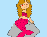 Dibujo Sirena sentada en una roca pintado por cathalina