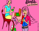 Dibujo Barbie y su hermana merendando pintado por gloria123