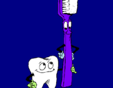 Dibujo Muela y cepillo de dientes pintado por ValeMedi