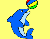 Dibujo Delfín jugando con una pelota pintado por luisito12